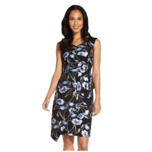 Adrianna Papell metallic print crepe sheath dress knee length women’s 6 NWT